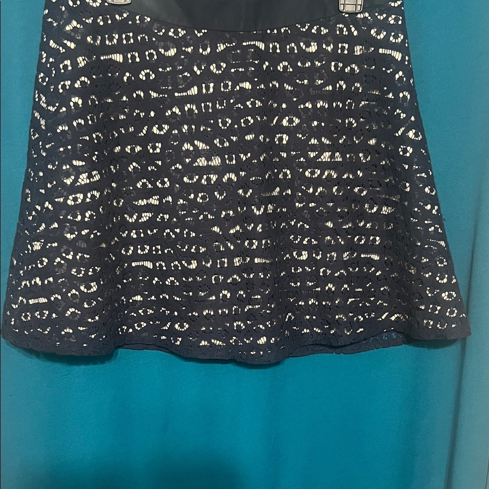 Elegant Navy and White Lace Skirt